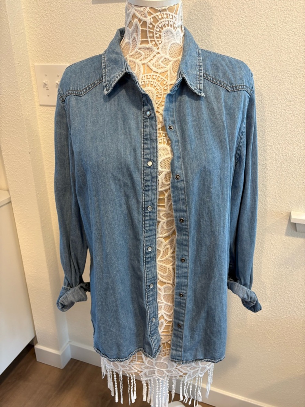 Western Button-Up Chambray Shirt